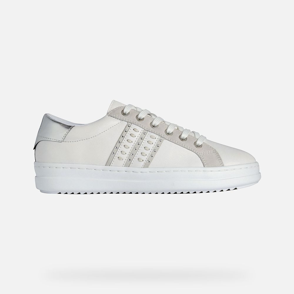 Tenis Geox Senhora Branco/Prateadas - Pontoise - NQOTB8534